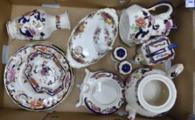 A collection of mason's Mandalay to include kettle, jug, photo frame, plates, Salt n Pepper etc