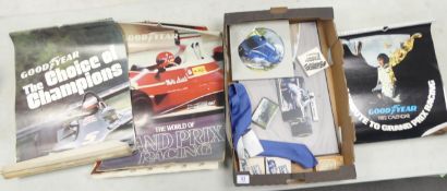 A mixed collection of memorabilia to include Goodyear The Choice of Champions silver plated place