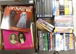 Easy listening records together with a collection of DVD's. (2 trays)