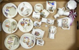 A collection of commemorative ware to include cups and saucers, vases, jugs, etc (1 tray)