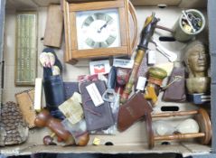 A Mixed Collection of Items to include Mantle Clock, Vintage Dars, Carved Bust, Hourglass etc. (1