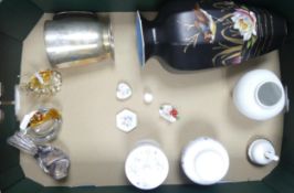 A mixed collection of items to include Wedgwood Angela small ginger jar and lidded pot, glass bird
