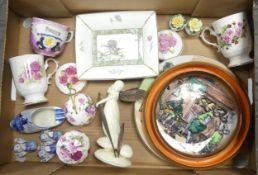 A Mixed Collection of Ceramics to include Minton Bronze and Ivry Figure, Wedgwood Trinket Dishes,