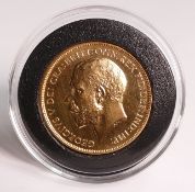 George V proof 22ct gold double sovereign 1911, 15.98g. Purchase cost £10,800.