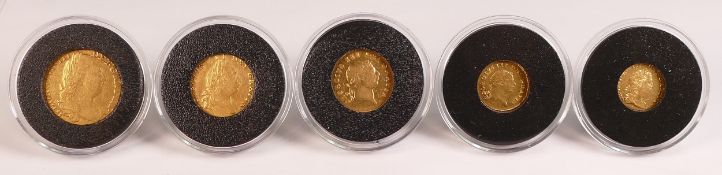George III designs - 5 gold coin definitive set of heritage coins, gross weight 21.69g. Purchase
