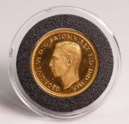 George VI 1937 proof gold FULL sovereign coin, original purchase price £7000.