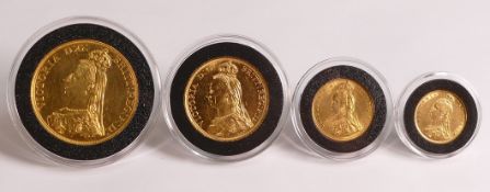Queen Victoria 4 sovereign set - £5 to 1/2 sov. Purchase price £9500.