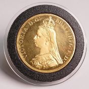 Victoria PROOF five pounds £5 / five sovereign gold coin 1887, purchase cost £46,000. A very