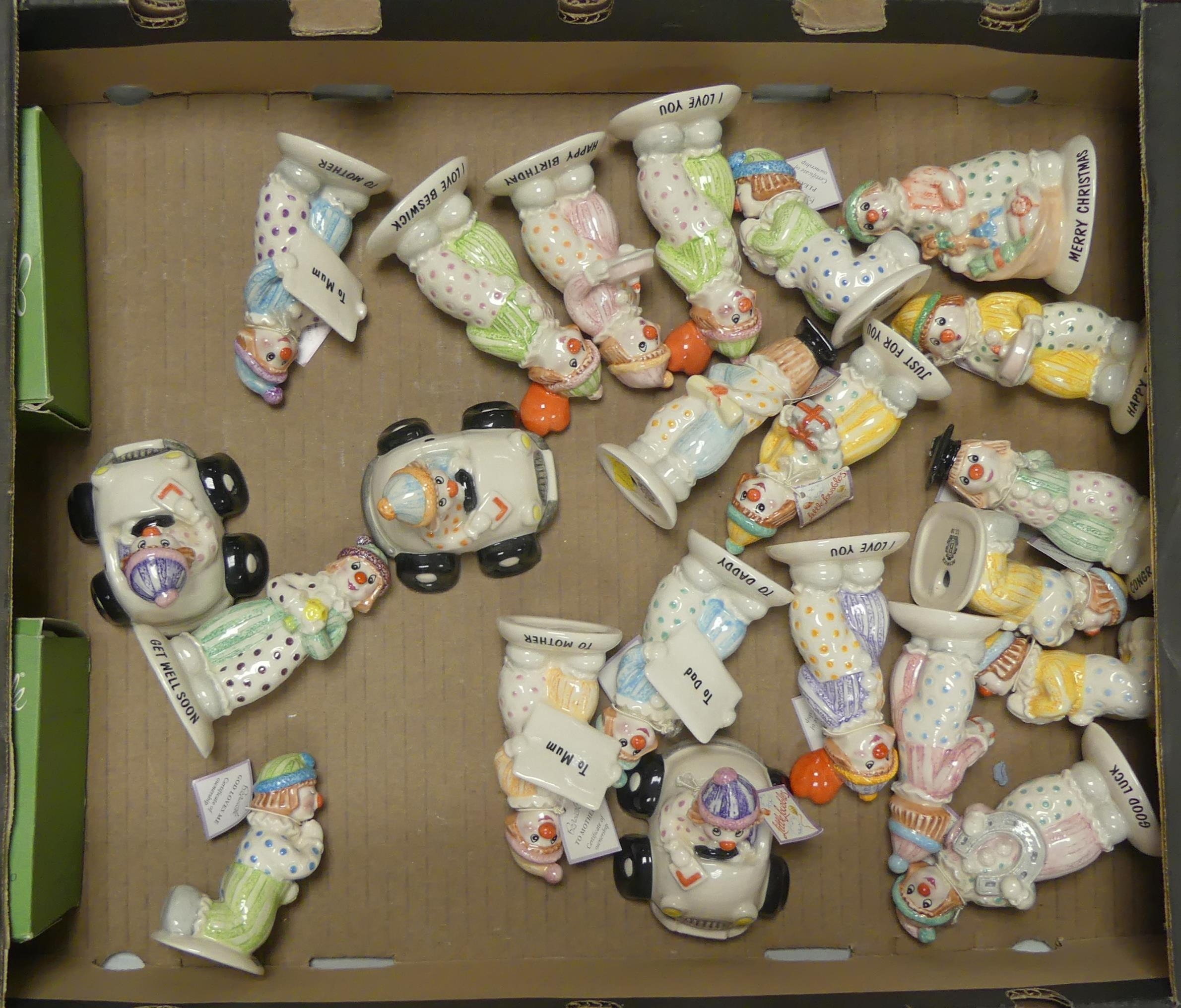 A large collection of Beswick little lovable clowns to include I love You, Passed etc. 22 figures
