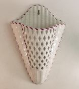 A c.1870 Copeland basket-form wall pocket, the front of the pocket has a reticulated lattice