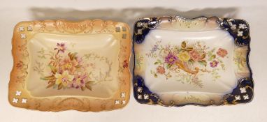 Two Carltonware Wiltshaw & Robinson Ivory Blushware Rose and Curlicue footed bowls (2)