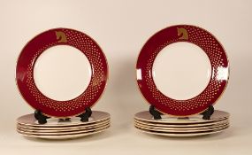 Twelve De Lamerie Fine Bone China heavily gilded Special Commission for Royal Stable Majlis side