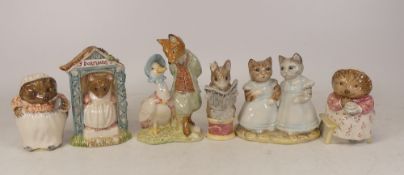 Royal Albert Beatrix Potter figures to include Mrs Dormouse, Jemima Puddleduck with Foxy Whiskered
