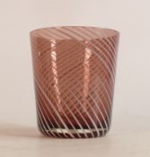 A Nailsea Amethyst and White glass tumbler. Height: 10cm Diameter: 9cm