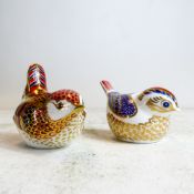 Two Royal Crown Derby bird paperweights. (2)