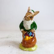 Doulton Bunnykins figure Santa DB17, painted in a green colourway.