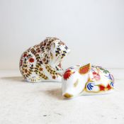 Royal Crown Derby paperweights Bear and piglet, no stoppers. (2)