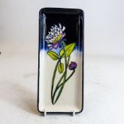 Moorcroft oblong tray decorated in the Trefoil design, dated 2105, 20 x 8.5cm.