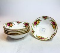 Set of Royal Albert English made Old Country Roses set of 6 cereal bowls, d.15.5cm. (6)