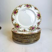 Set of Royal Albert English made Old Country Roses set of 12 dinner plates, d.26cm. (12)