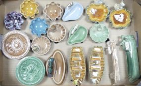 A collection of Wade to include rabbit pin dish, 3 wade boats, train pin dish, commemorative pin