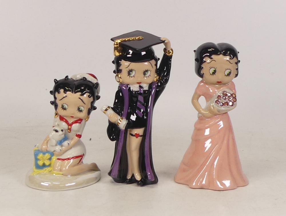 Three Wade Betty Boop figures to include Rose and Graduate and Christmas Morning (3)