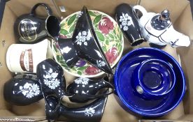 A mixed collection of wade to include two water jugs, novelty tea pot, Falstaff bowls, floral vases,