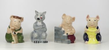 Four Wade figurines comprising the Three Little Pigs and The Big Bad Wolf (4) Boxed