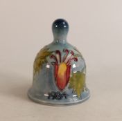 Moorcroft pottery Annual Bell for 1984 in the Columbine pattern, numbered 6, height 11cm