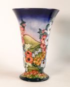 Moorcroft limited edition England vase of trumpet form. Designed by Sally Tuffin. Numbered 145/