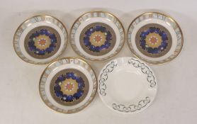 Royal Worcester 4 Millennium pin dishes together with Staffordshire Knot ashtray (5)