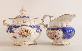 Probably Coalport milk jug & sucrier / sugar bowl with lid. 19th century and of similar design.