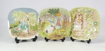 Three Beswick Scenes from Beatrix Potter, 1st, 2nd, 3rd editions. (3)