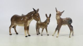 Three Beswick Donkey figures to include Donkey and two foals (3)