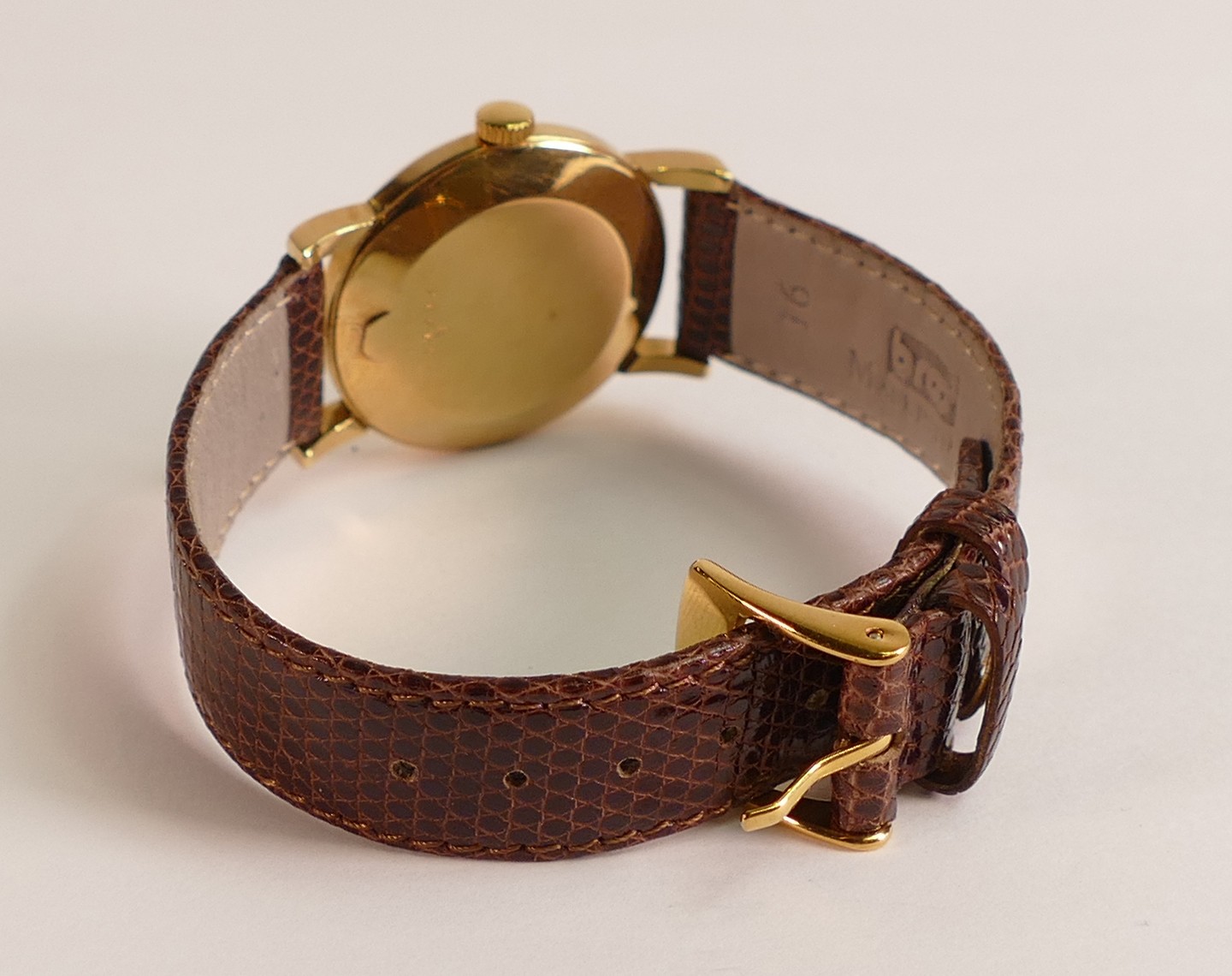 Rare 18ct Gold Jaeger le Coultre Favre-Leuba wrist watch, with seconds dial, leather bracelet, - Image 3 of 4