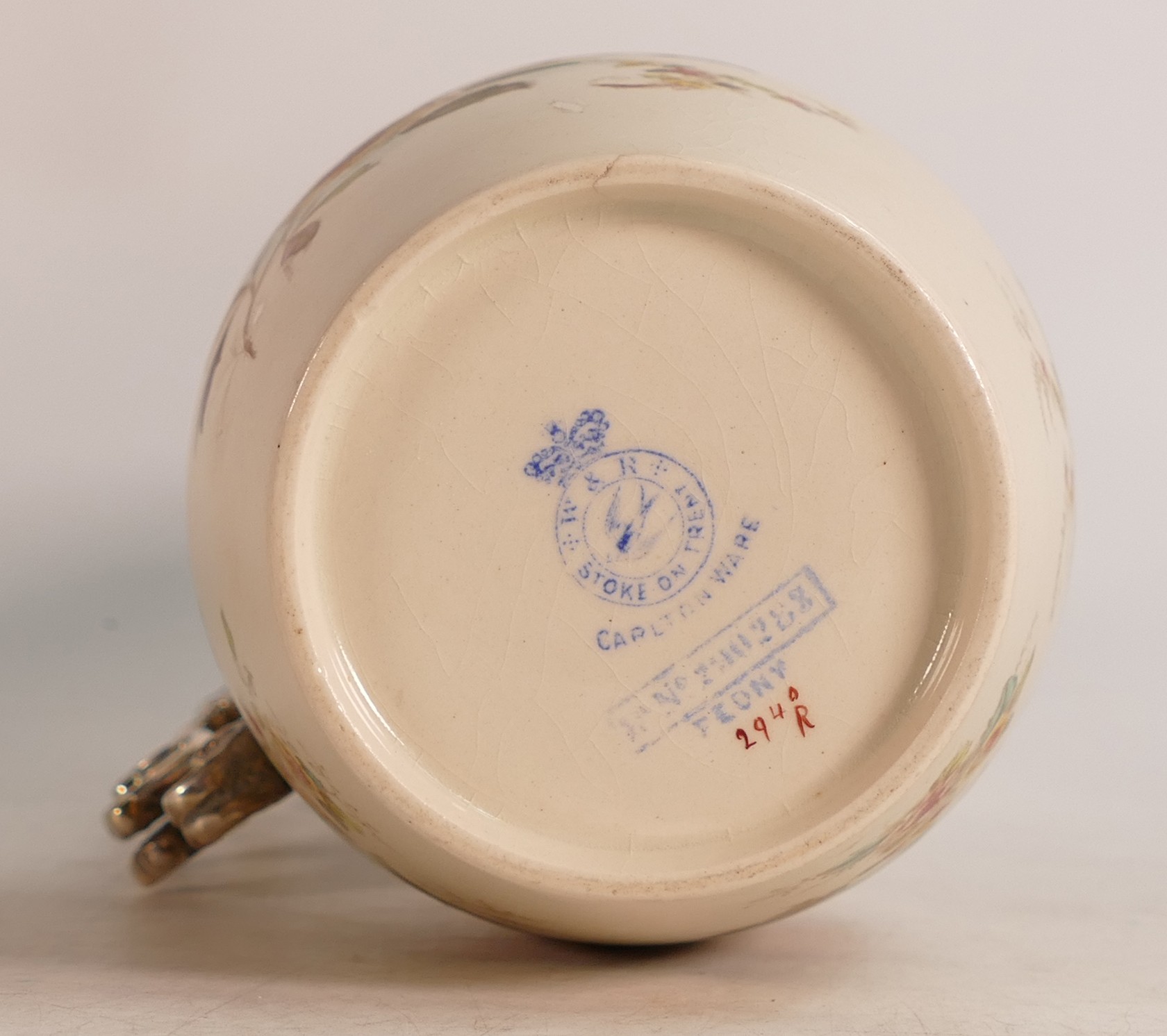 Carlton Blush ware metal mounted claret jug in the Peony pattern, by Wiltshaw & Robinson, c1900, - Image 2 of 5