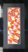 Lorna Bailey framed original unique water colour signed, frame size H:79.5cm x W:42.25cm