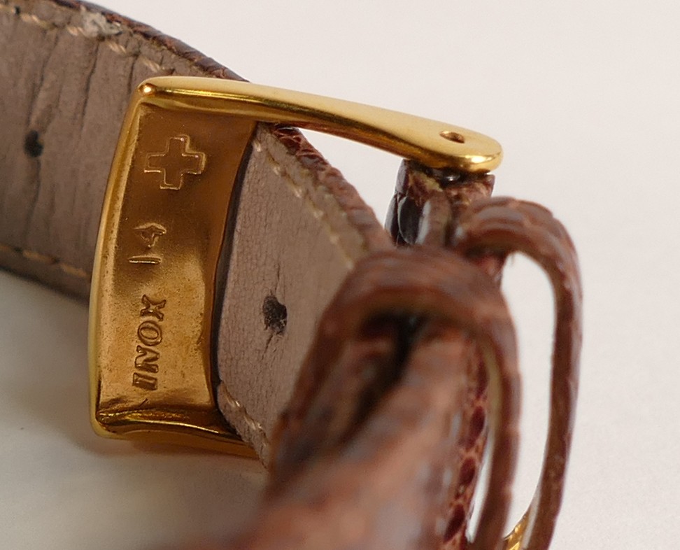 Rare 18ct Gold Jaeger le Coultre Favre-Leuba wrist watch, with seconds dial, leather bracelet, - Image 2 of 4