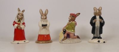Royal Doulton Bunnykins Lawyer DB214, Judge DB188, Choir Singer DB223 and Romeo DB284 (4)