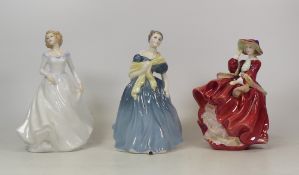 Royal Doulton lady figures Megan HN3887, Adrienne HN2304 and Top O'The Hill HN1834 (3)