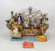 Royal Doulton Bunnykins to include: HMS Bunnykins Pirate ship Shipmates Collection stand & crew