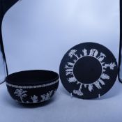 Wedgwood, Black Jasperware Fruit Bowl and Plate (2)