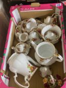 Royal Albert, Old Country Pattern Teaware including Teapot, Teacups, Coffee Pot, Lidded Sugar Bowl