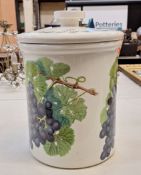 Portmerion, Large Botanic Pattern Storage Jar with Grape Vine Patterns. Height: 36cm