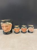 Royal Doulton, Large Character Jug Granny together with three small Granny character jugs. (4)