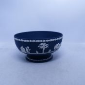 Wedgwood, Kings Blue Jasperware Footed Fruit Bowl