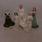 Royal Doulton, Five Lady Figures Mary HN2374, With Love HN3393, Twelve Days of Christmas On The