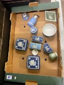 Wedgwood, A Collection of Blue, Sage Green and Dark BLue Jasperware items (1 Tray)