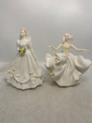 Royal Doulton, Two Lady Figures Sweet Seventeen HN2374 and The Bride HN3284 (2)