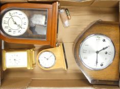 Four Assorted Clocks including Three Mantle Clocks, Brass Type Carriage Clock(1Tray)